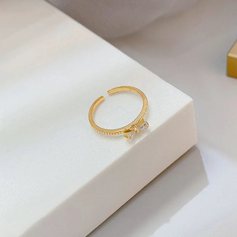 925 Sterling Silver Adjustable Zircon Ring – Elegant Simplicity Fashion Jewelry for Women Wedding Party Gift