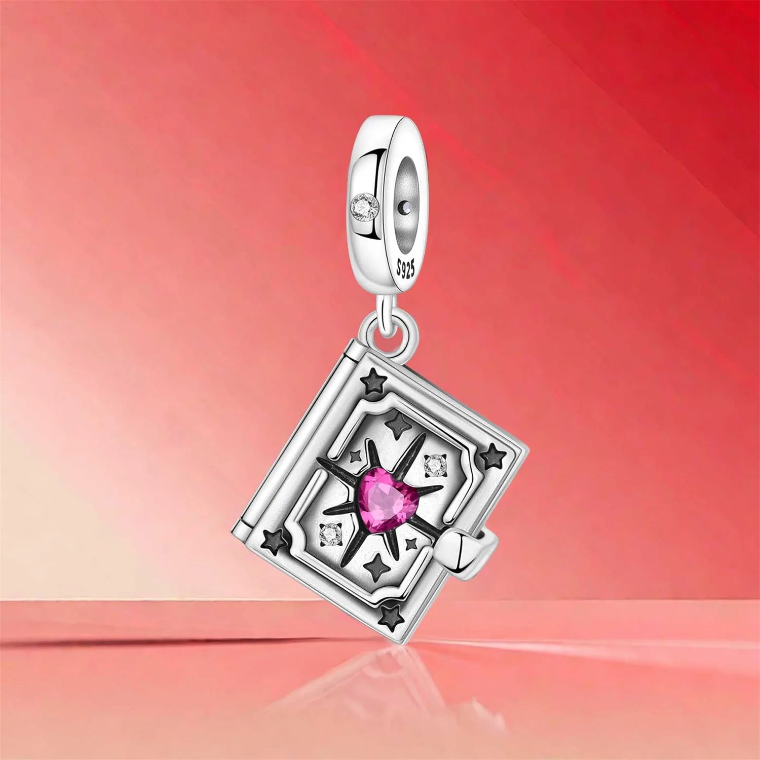 PANPOKI 925 Sterling Silver Switchable Book Pendant Charm | Original Bracelet Beads DIY Jewelry Gift for Women