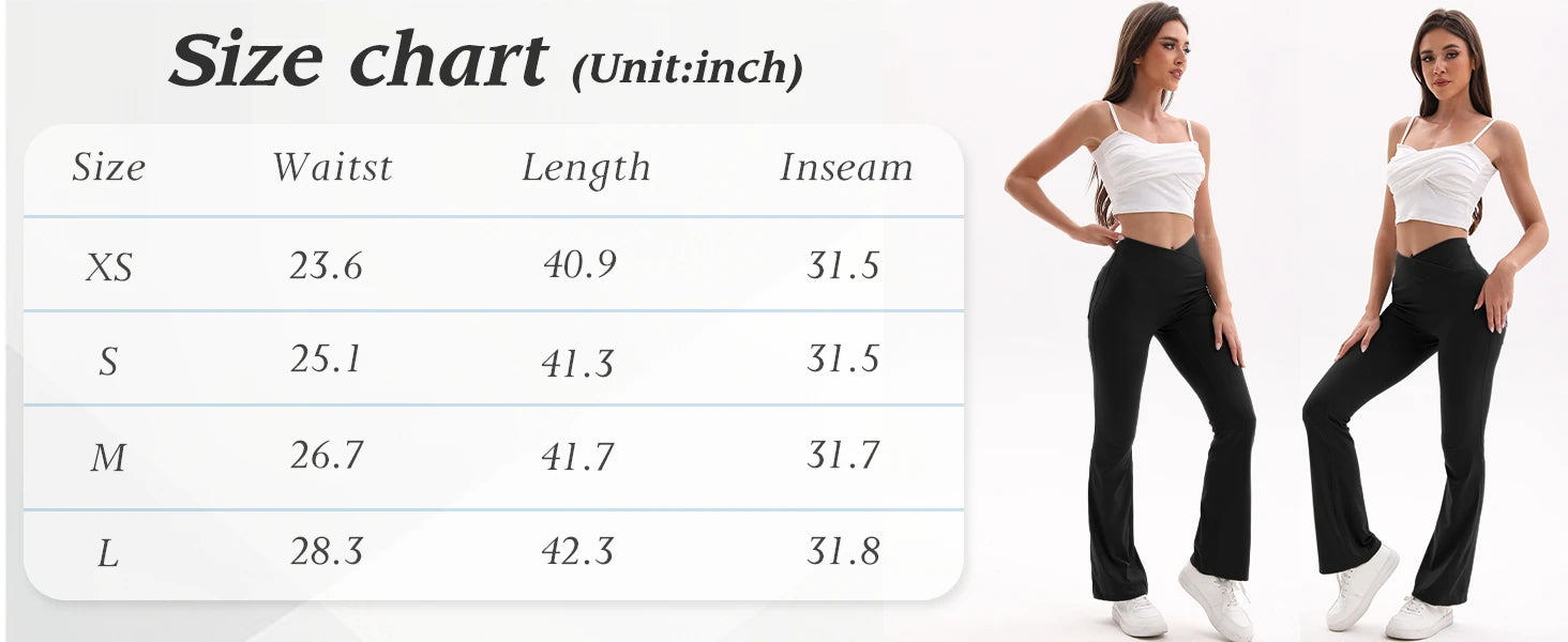 Crossover V-Waist Flare Leggings – Women’s High Waist Tummy Control Wide Leg Yoga & Workout Pants