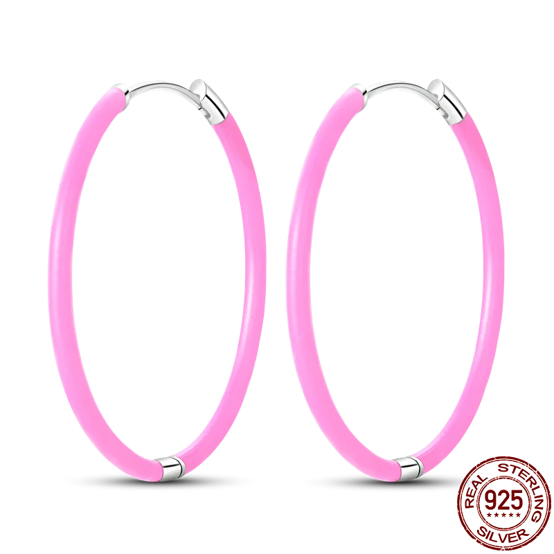 925 Sterling Silver Creative Hoop Earrings | Dangler Charms with Pave CZ for Women