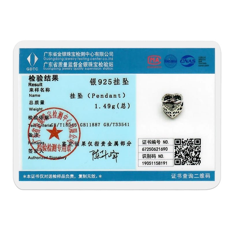 New Love Heart Shaped 925 Sterling Silver Charms – Family & Friendship Charm Beads Fit Original Bracelets for Women