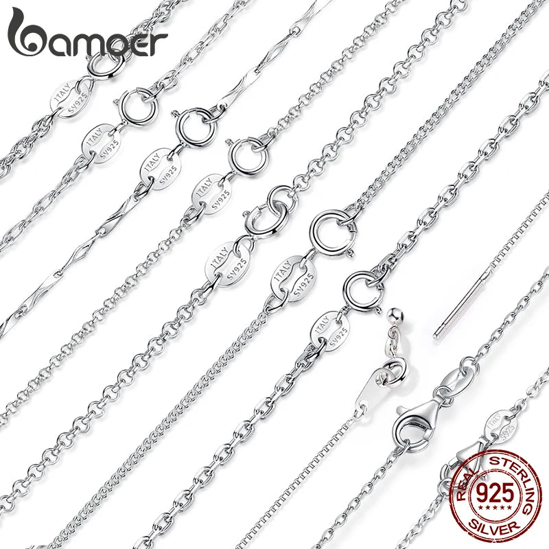 BAMOER Classic 925 Sterling Silver O-Chain Necklace – Adjustable Box Chain for Women