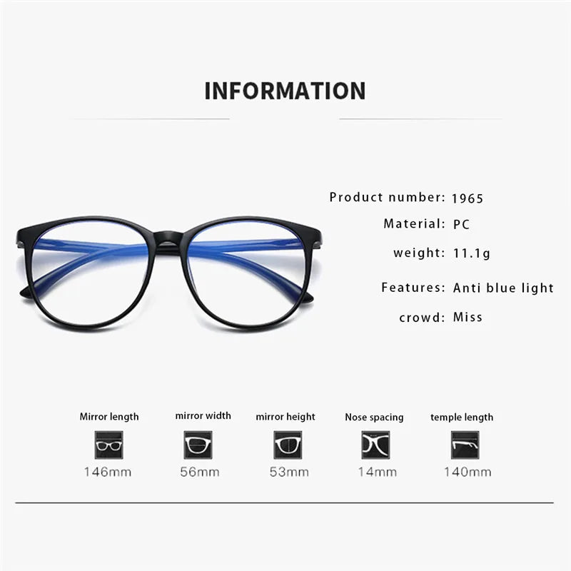 Transparent Anti Blue Light Glasses – Unisex Round Frame Korean Fashion Eyeglasses | Eye Protection Spectacle Eyewear