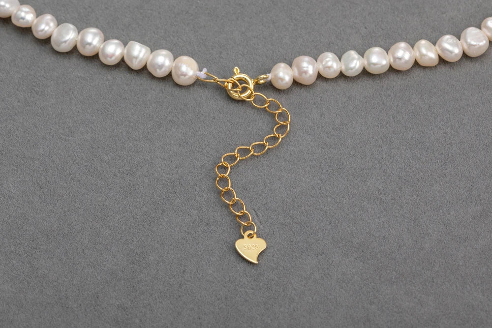 2025 New 925 Sterling Silver Baroque Freshwater Pearl Necklace | Elegant Jewelry Gift for Women