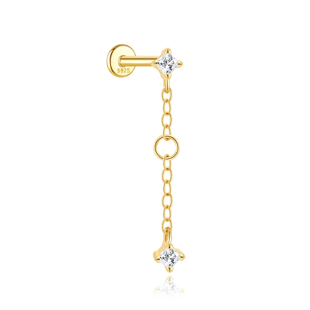 CANNER 925 Sterling Silver Horse Eye Tassel Zircon Drop Earrings – Minimalist Geometric Jewelry for Women