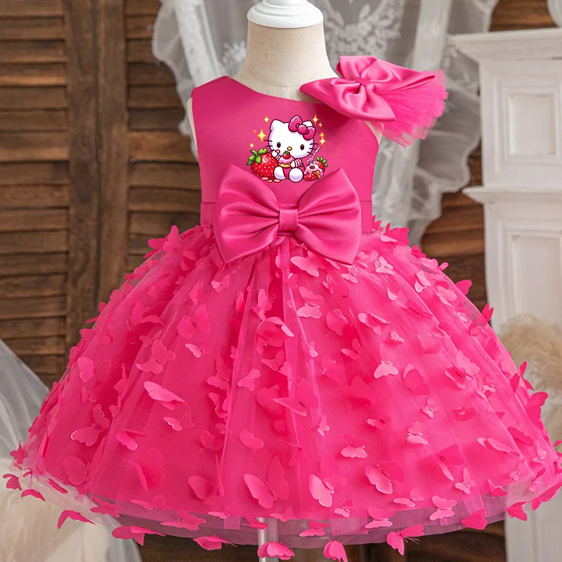 Hello Kitty Girls Princess Butterfly Dress – Toddler Birthday, Wedding & Christmas Party Luxury Gown for Kids