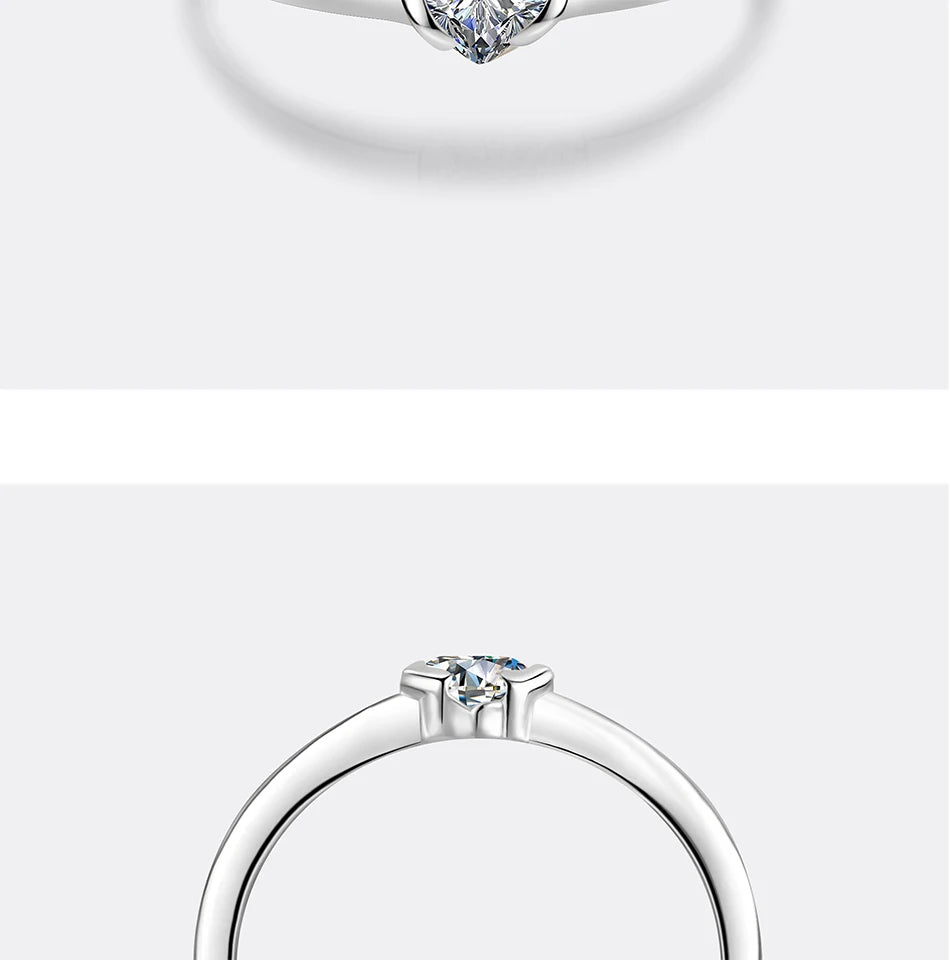 PERFANY 0.3CT Heart Cut Moissanite Ring S925 Silver | Women’s Classic Wedding & Party Jewelry