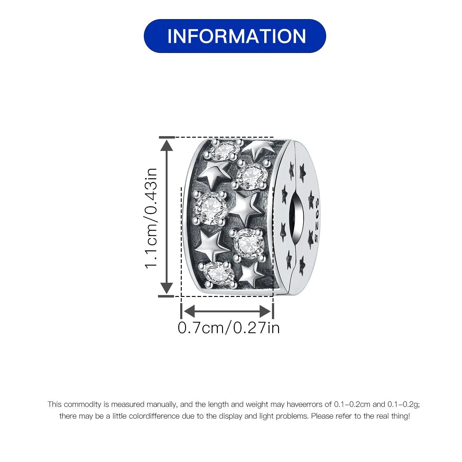 925 Sterling Silver Pave Clip Charms with Safety Chain | Colored Beads Stopper Clasp Fit Original Pandora Bracelet Jewelry