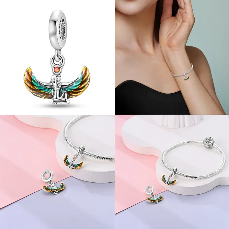 Hot Bible Cross Pink Zircon Charm – 925 Sterling Silver DIY Bracelet for Women