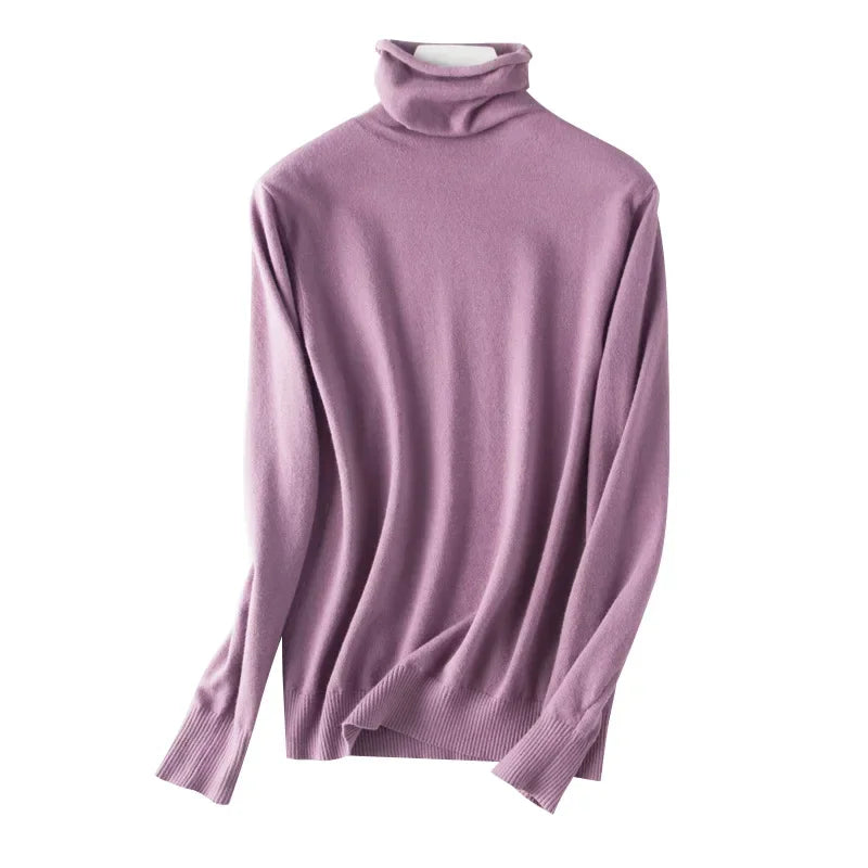 2025 Women’s Autumn Winter Turtleneck Sweater – Slim Fit Korean Knit Tops | Stretch Basic Pullovers