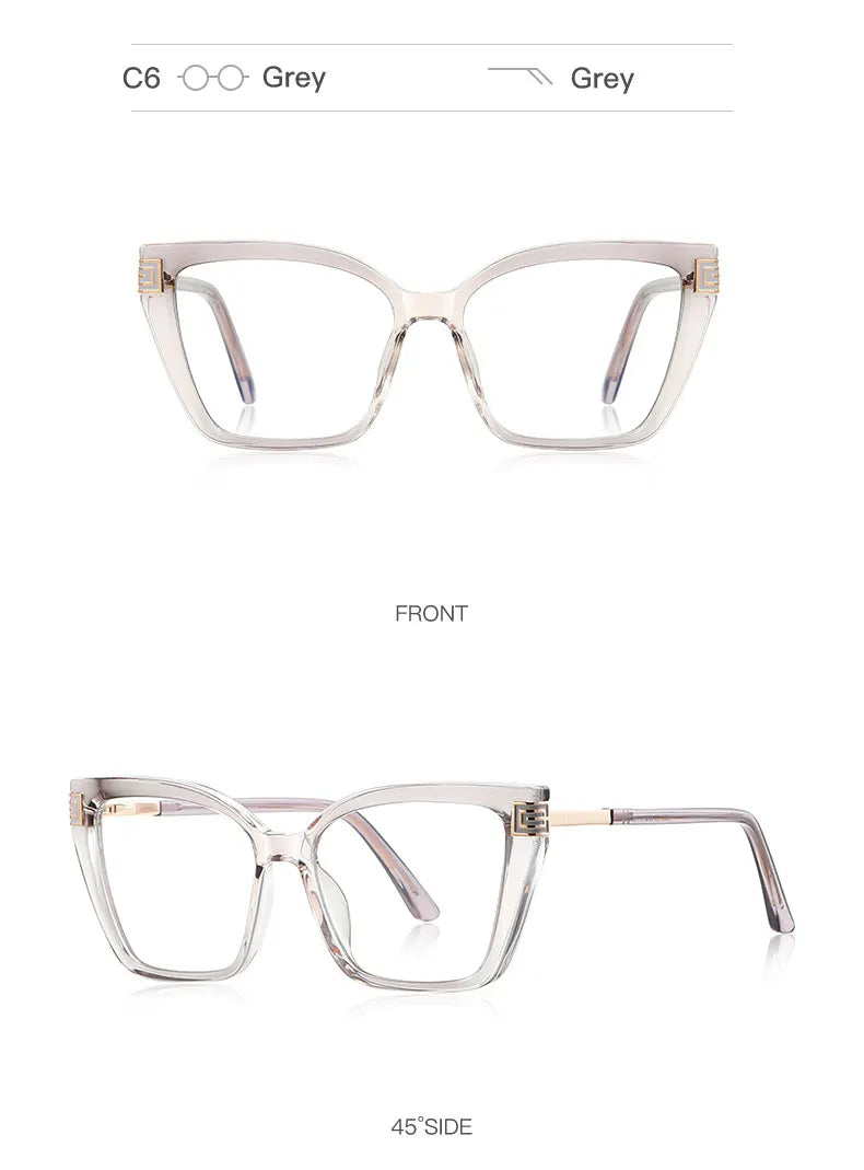 GENEVIEVE Personalized Large Frame Square Anti-Blue Light Reading Glasses – Women’s Photochromic Custom Prescription Eyewear
