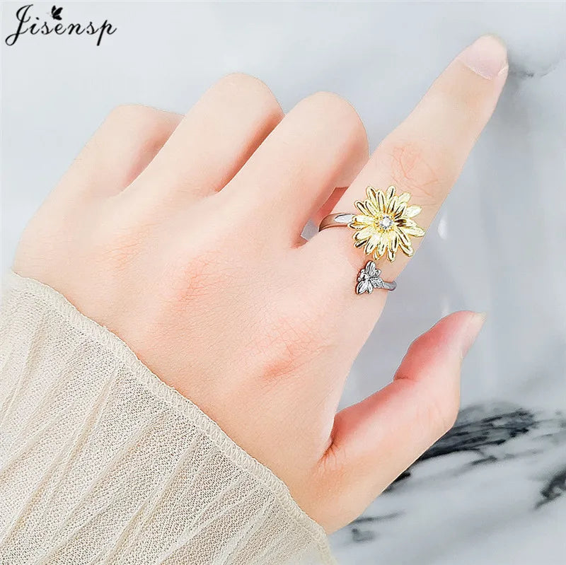 Luxury Fashion Fidget Spinner Ring | Crystal Planet & Butterfly Finger Ring for Women, Anti-Stress Jewelry