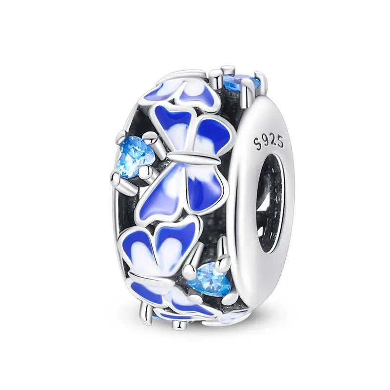 925 Sterling Silver Round Colored Zircon Spacer Beads – Fits Pandora Original Bracelets DIY Exquisite Party Jewelry