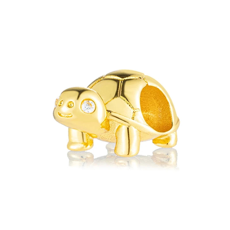 Sparkling Gold Plated Heart & Flower Clip Dangle Charm Beads | Fits Original Snake Bracelet & Necklace | DIY Jewelry Gift for Women