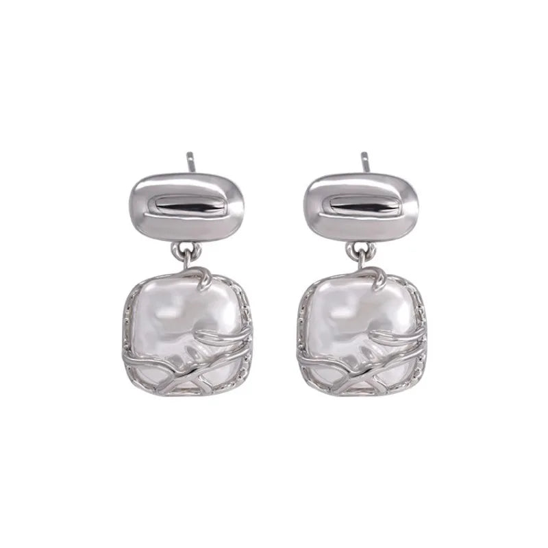 VENTFILLE 925 Sterling Silver Asymmetric Lava Earrings – Women’s Hip Hop Luxury Jewelry