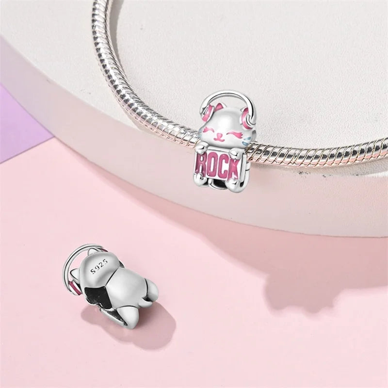 Cute Pet Kitten Puppy Sheep Charms | Fit 925 Original Pandora Bracelets | Colorful Zircon Beads DIY Jewelry Gift