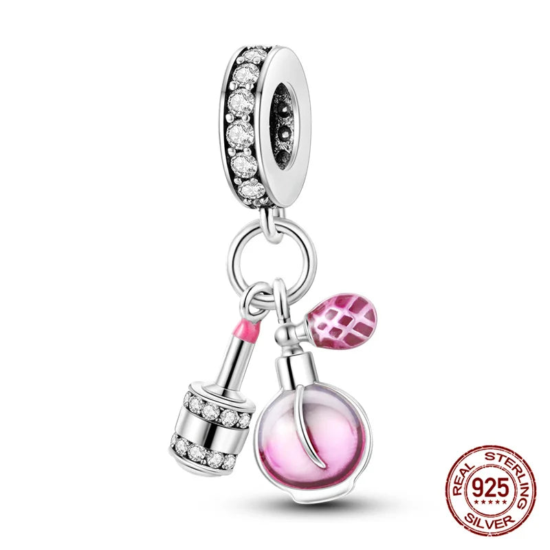 925 Sterling Silver Perfume Bottle Charm Bead – Fits Pandora Bracelet DIY Jewelry Gift for Women
