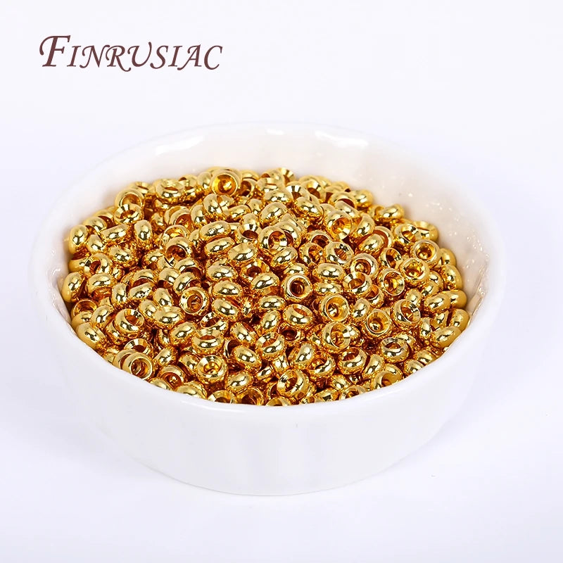 18K Gold Plated Roundel Spacer Beads – 2 Sizes Brass Metal Loose Beads for DIY Bracelet & Jewelry Making Accessories