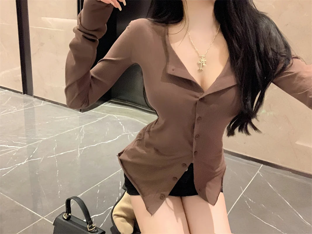 Women's Slimming Long Sleeve Cardigan | Korean Style Open Front Coat | Autumn Fashion Casual Outerwear
