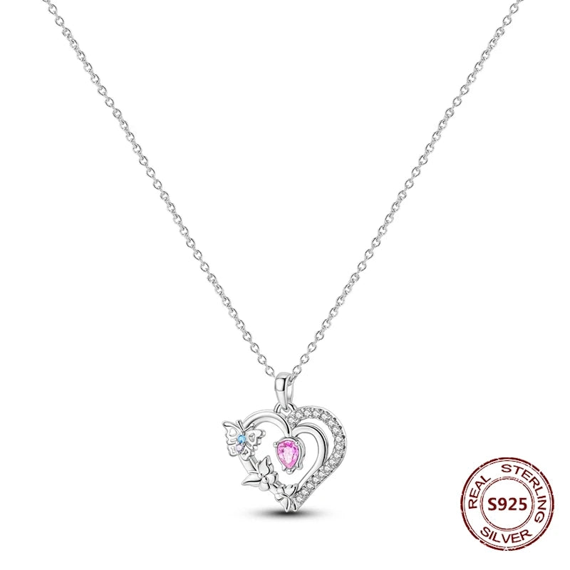 Heart to Heart Necklace 925 Sterling Silver Love Pendant Chain for Women – Wedding & Engagement Fine Jewelry