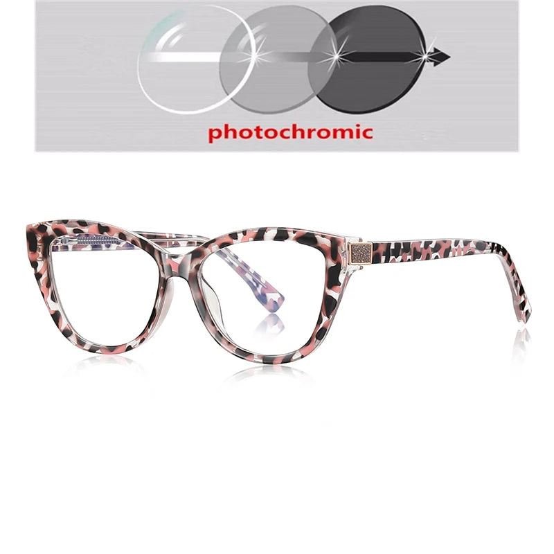 Fashion Women Myopia Glasses – Big Frame TR90 Anti-Blue Light Luxury Cat Eye | Custom Prescription Eyewear 0 to -6.0
