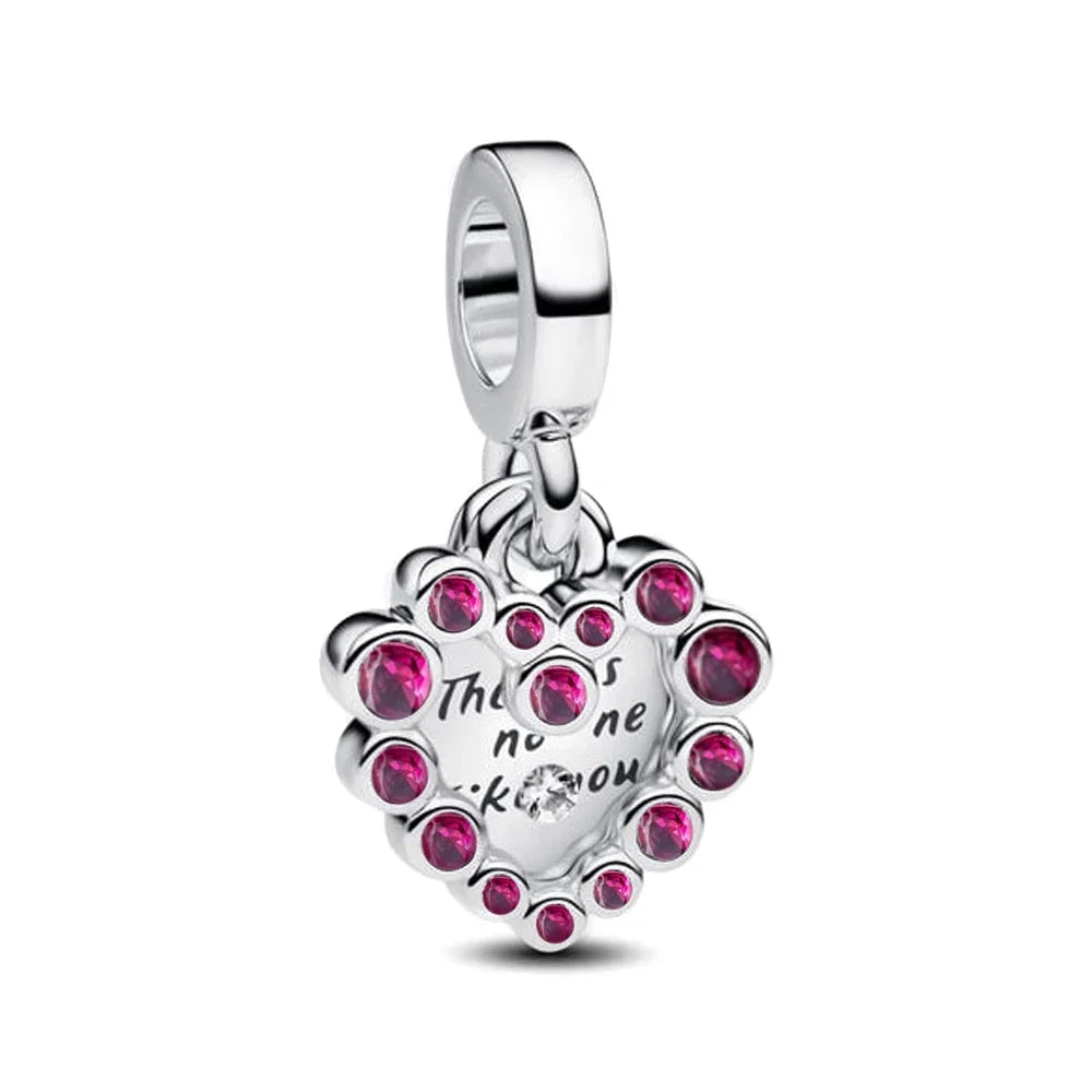 Romantic Pink Flowers 925 Sterling Silver Charms | Bag Lipstick Heart Bow Rose Bead Fit Original Bracelet DIY Jewelry Gift