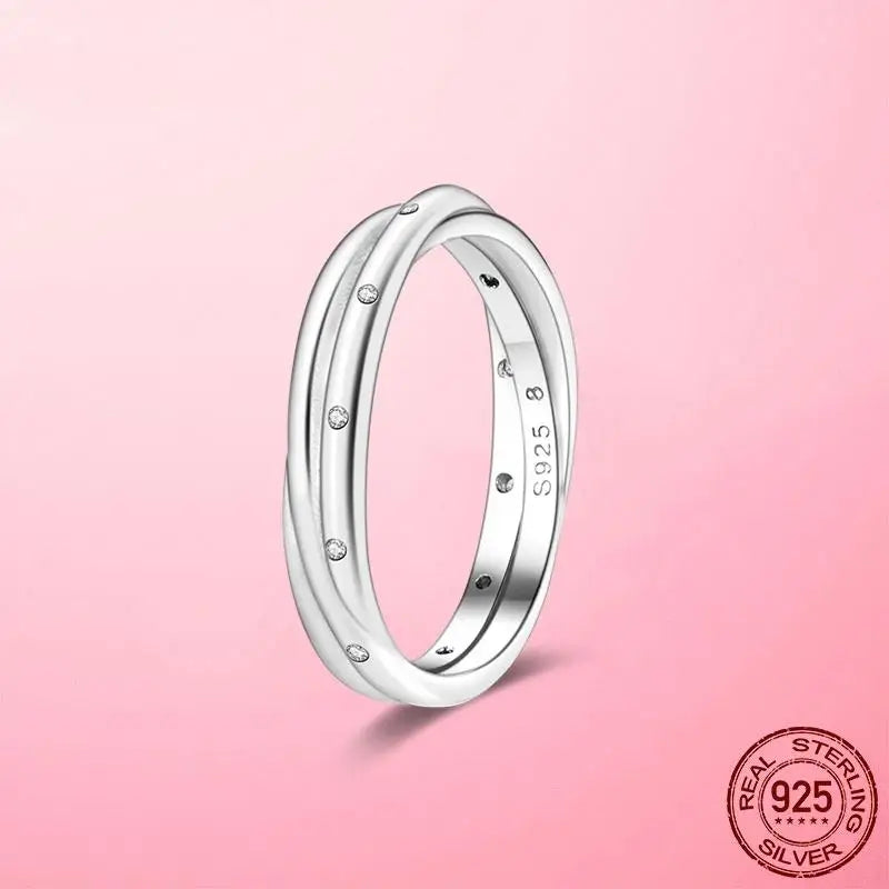 925 Silver Sparkling & Polished Lines Ring for Women | 2025 New Finger Ring | Wedding Engagement Jewelry Gift Anel