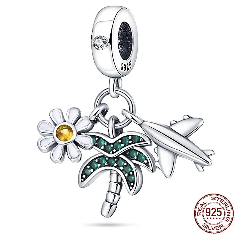 2023 New 925 Sterling Silver Earth Plane & Hot Air Balloon Travel Charms – Fits Pandora Original Bracelets DIY Jewelry