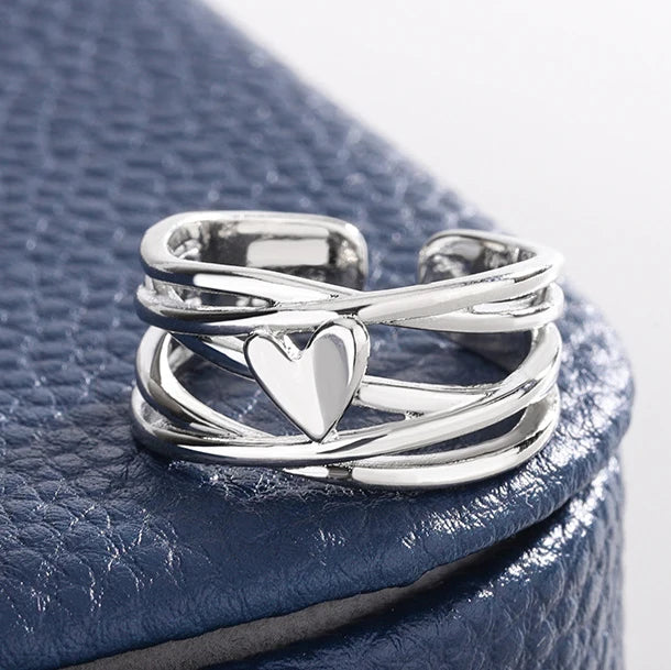 VENTFILLE 925 Sterling Silver Flower Lace Ring – Adjustable CZ Korean Fashion Jewelry