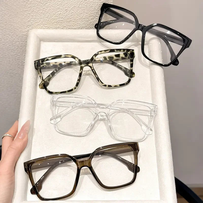 1Pc/2Pcs/3Pcs/4Pcs Elegant Geometric Glasses – Simple & Stylish Transparent Lenses | Daily Office & Reading Eyewear