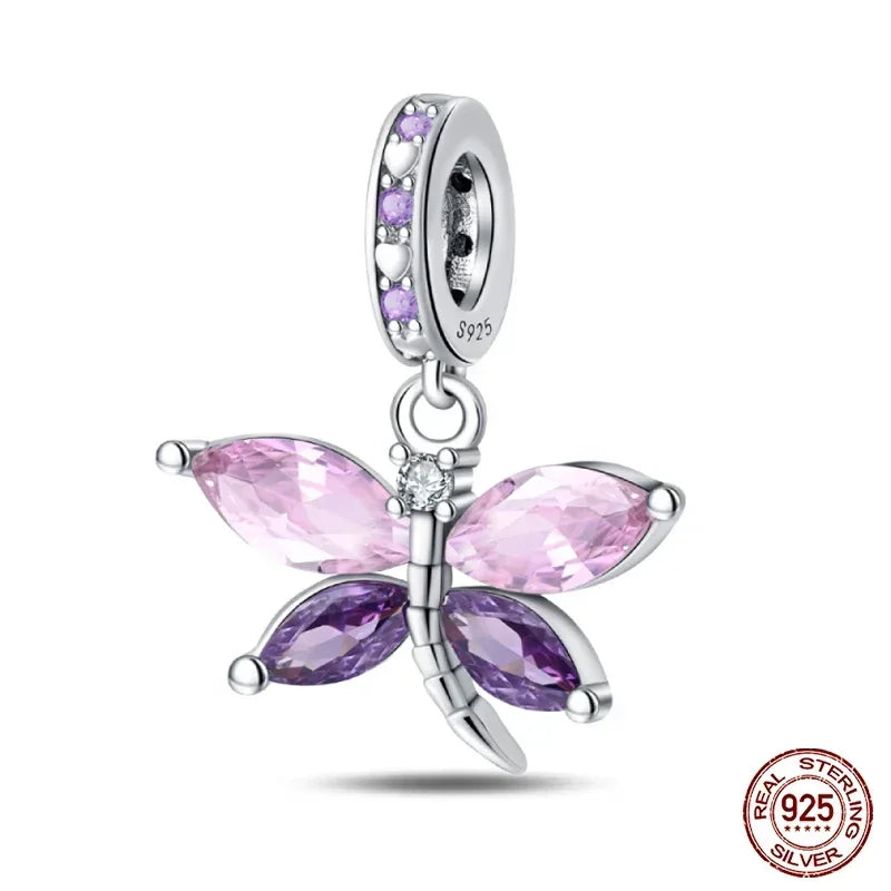 925 Sterling Silver Classic Purple Retro Heart Charm | Lotus Angel Beads for Bracelet & Necklace DIY Jewelry
