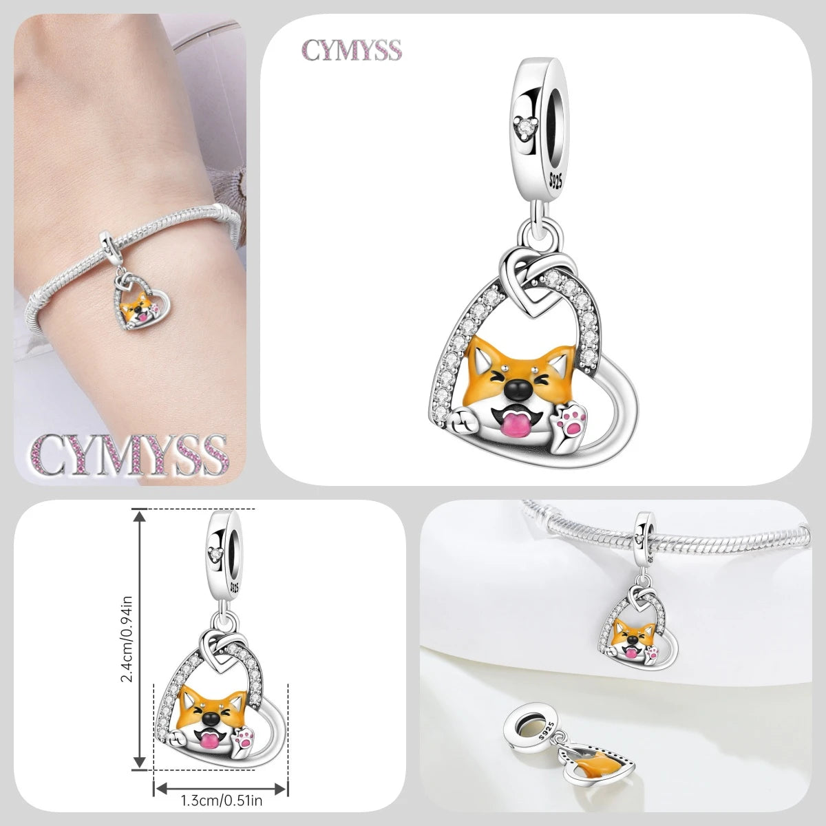 Hot Sale 925 Sterling Silver Dog & Cat Pet Charms | Cute Animal Pendant for Women Bracelet & Necklace DIY Jewelry Gift