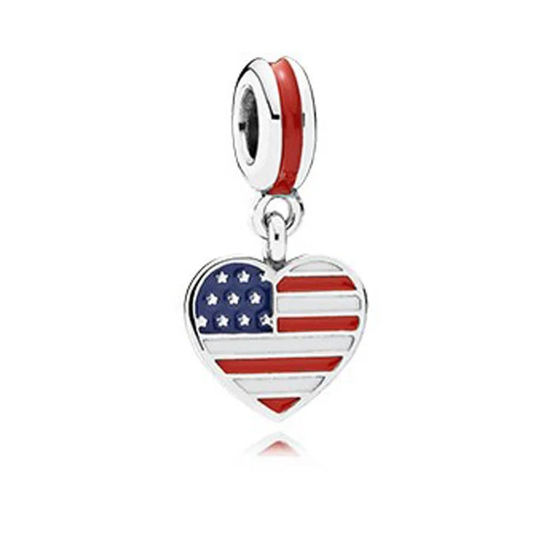 925 Sterling Silver National Flag Charms | Britain, Spain & Brazil Building Beads Fit Pandora Bracelet – Travel Jewelry Accessories