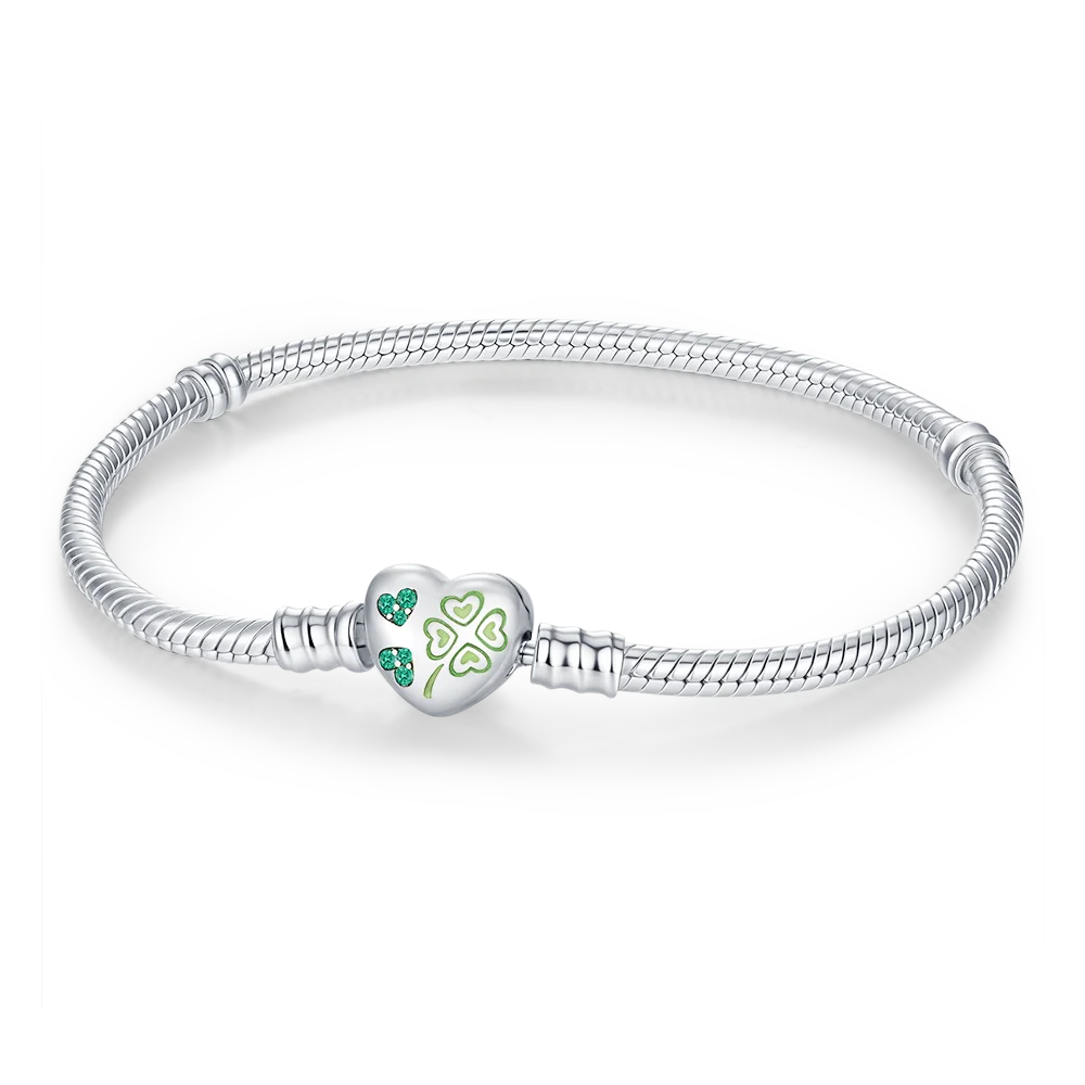925 Sterling Silver Drop Rubber Bracelet | Love Butterfly & Clover Charm for Women’s DIY Jewelry & Gift