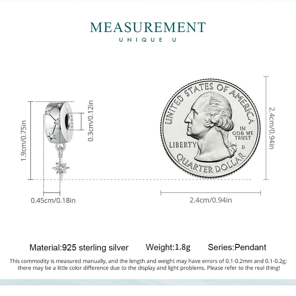 BISAER 925 Sterling Silver Clip Spacer Charm – Star & Cross Stopper Bead Fit Pandora Bracelet DIY Women’s Jewelry