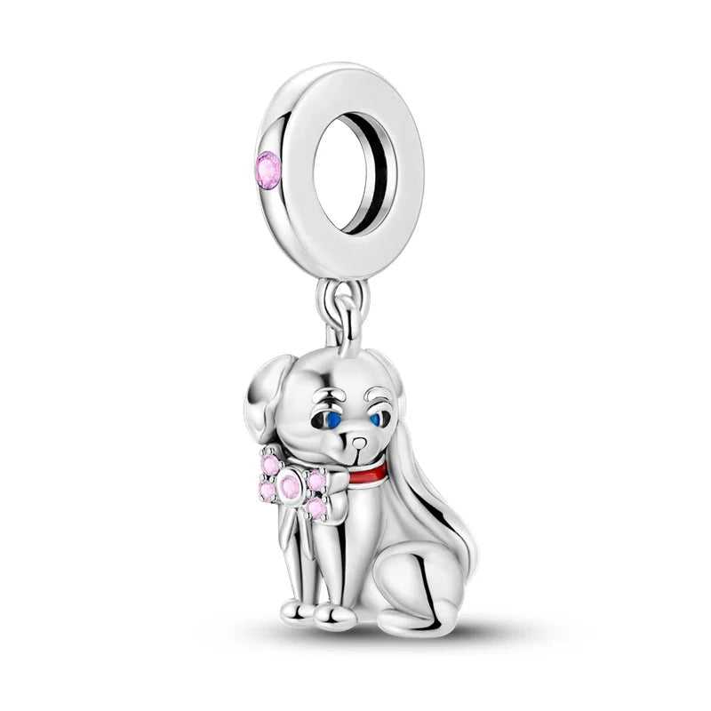 Cute Pet Kitten Puppy Sheep Charms | Fit 925 Original Pandora Bracelets | Colorful Zircon Beads DIY Jewelry Gift