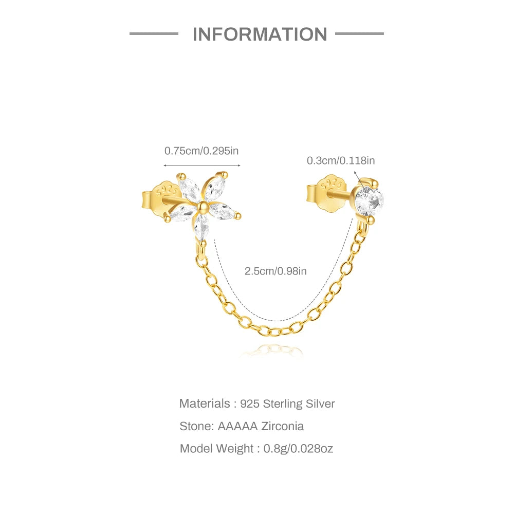 CANNER 925 Sterling Silver Horse Eye Tassel Zircon Drop Earrings – Minimalist Geometric Jewelry for Women