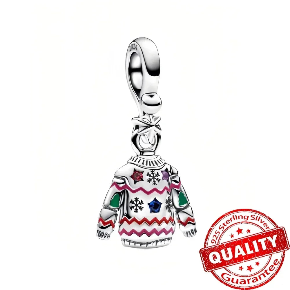 Christmas 925 Sterling Silver Charms | Santa Claus Reindeer Snowman Tree Beads Fit Original Bracelet
