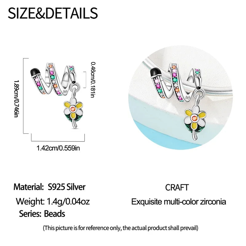 100% 925 Sterling Silver Heart Family Charms with Pumpkin & Pave Zircon Pendant – Fits Original Bracelet DIY Jewelry Gifts