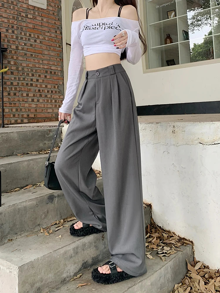 High Waist Loose Pants Women – Summer 2025 Retro Casual Drapey Versatile Trousers