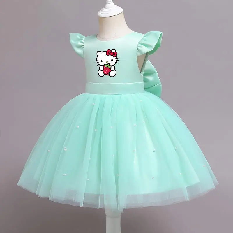 Hello Kitty Girls Lace Tulle Tutu Dress – Sleeveless Princess Wedding & Party Gown for Kids