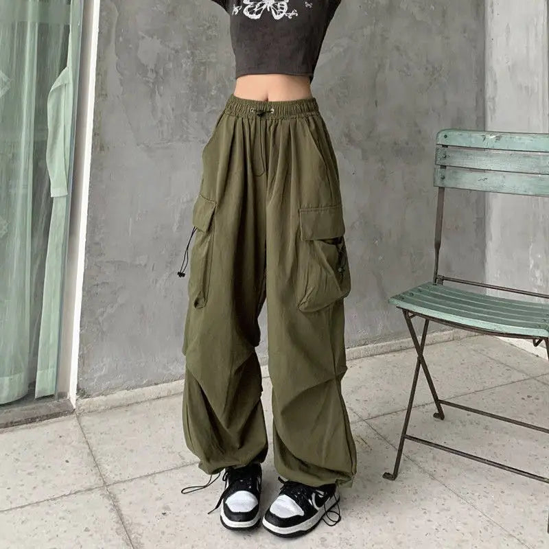 American Retro Workwear Casual Pants – Women’s Summer Straight Loose Wide Leg Trousers