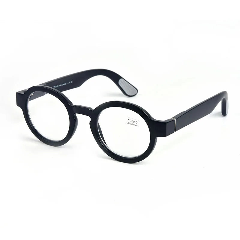 Guanhao Brand Men Reading Glasses – Vintage Round Frame Clear Eyewear | Thick Large Frame Presbyopia Glasses for Women & Elderly