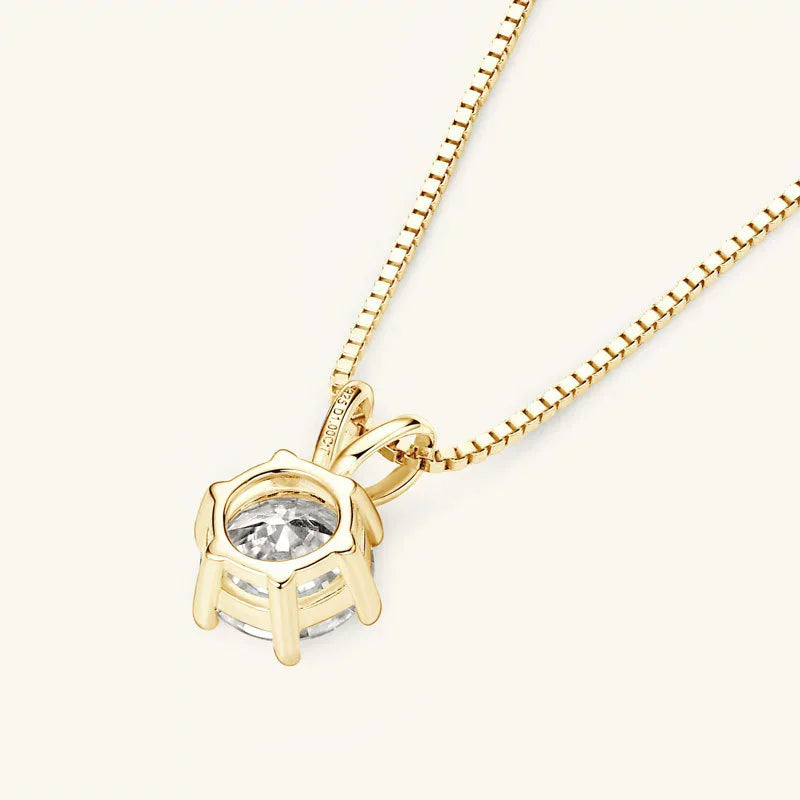 TY 1ct Moissanite Pendant Necklace – S925 Sterling Silver Solitaire Chain for Women
