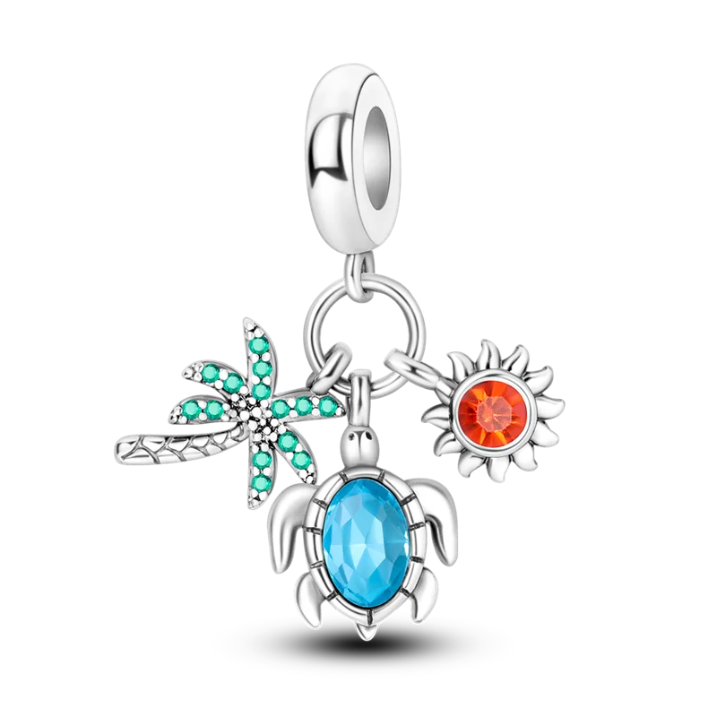 925 Sterling Silver Summer Ocean Collection Charms | Dangle Beads for Women Lover DIY Fine Jewelry Gift
