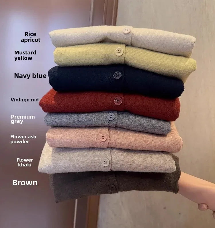 Soft Woolen Knitted Cardigan for Women – Loose Fit V-Neck Korean Style Sweater Jacket, Spring 2024 Outerwear