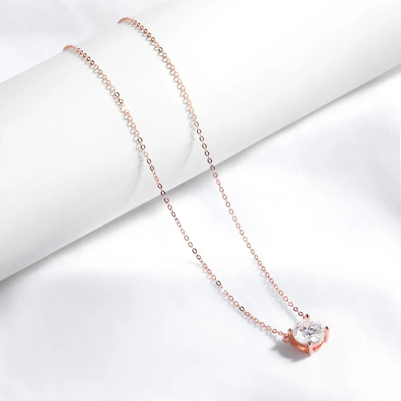 Smyoue 1-5CT Rose Gold Moissanite Pendant Necklace for Women – D Color Sparkling Lab Diamond 925 Sterling Silver