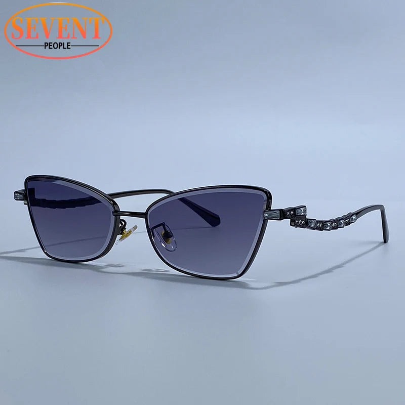 Small Frame Sexy Cat Eye Sunglasses for Women 2025 – Luxury Brand Metal Rhinestone Sun Glasses | UV400 Outdoor Shades