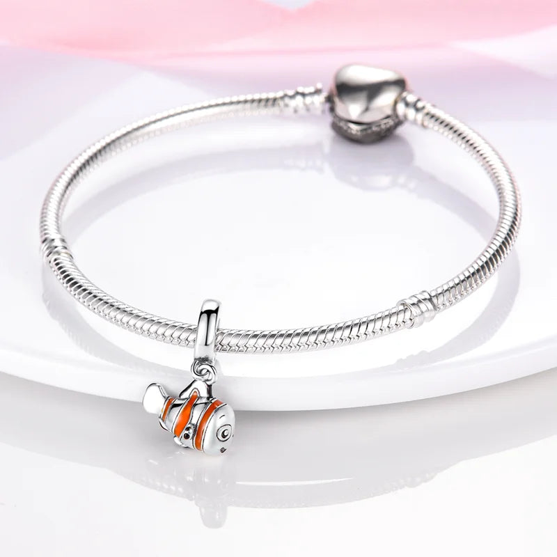 925 Sterling Silver Colorful Charms – Rose, Crown, Rainbow & Heart Dangle Beads Fit Pandora Bracelet & Necklace