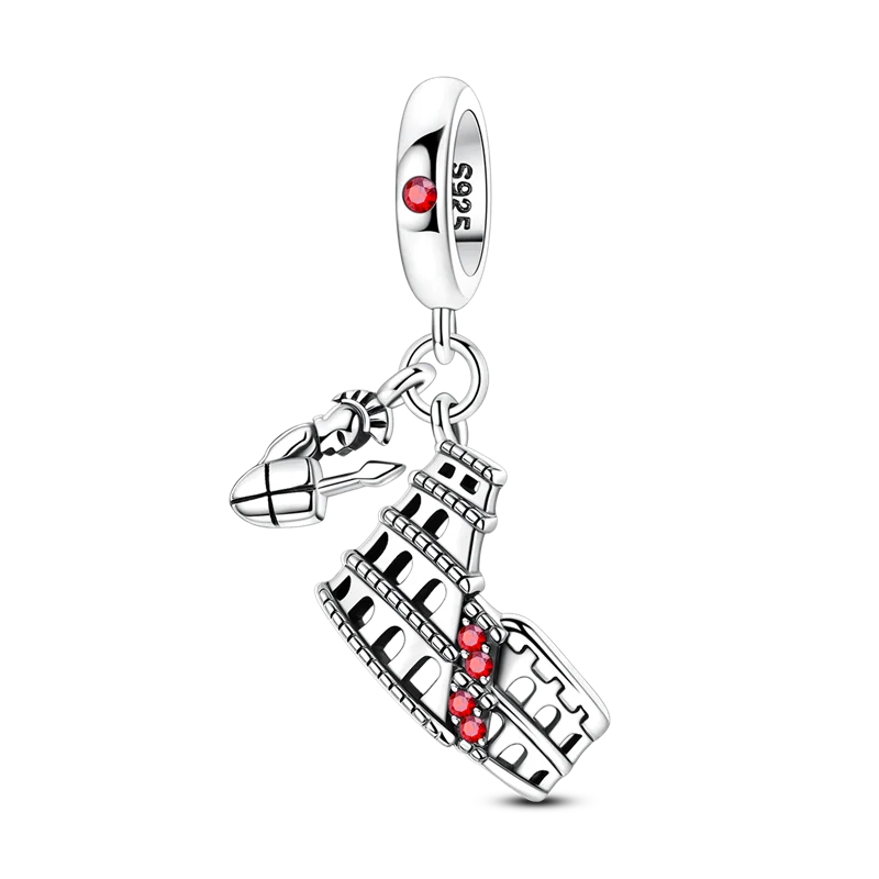 925 Sterling Silver Travel Charms | London Big Ben Eiffel Tower Bead